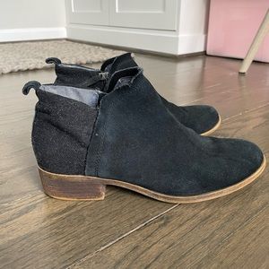 Toms Deia Leather Suede Wool Ankle Boot Black Size 8